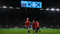 Stategi pelatih Setan Merah, Michael Carrick terbukti jitu setelah memasukan Benjamin Sesko pada menit ke-58 untuk menggantikan Amad Diallo. (AFP/Paul ELLIS)