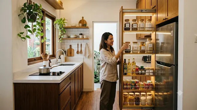 7 Ide Pantry Geser untuk Dapur Sempit, Hemat Ruang dan Tetap Estetik