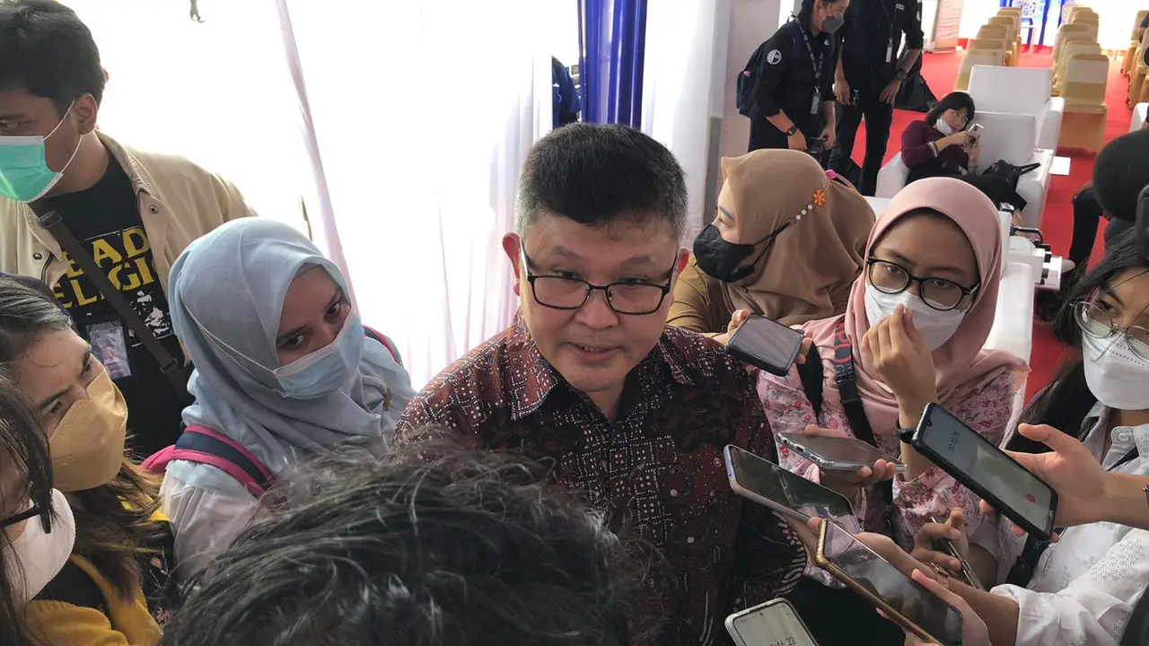 Presiden Direktur GGRP Abednedju Giovano Warani Sangkaeng, saat pelepasan ekspor Baja di Cikarang Barat, Bekasi, Selasa (26/7/2022).