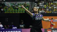 Tunggal putri Indonesia, Gregoria Mariska Tunjung, saat tampil pada perempat final Hong Kong Open 2023 di Hong Kong Coliseum, Kowloon, Jumat (15/9/2023). (Bola.com/PBSI)