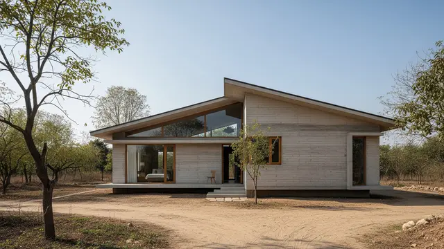 Desain Rumah Beton Minimalis di Desa (AI)