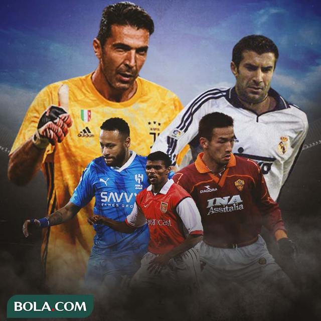 Ilustrasi - Buffon, Figo, Kanu, Nakata, Neymar