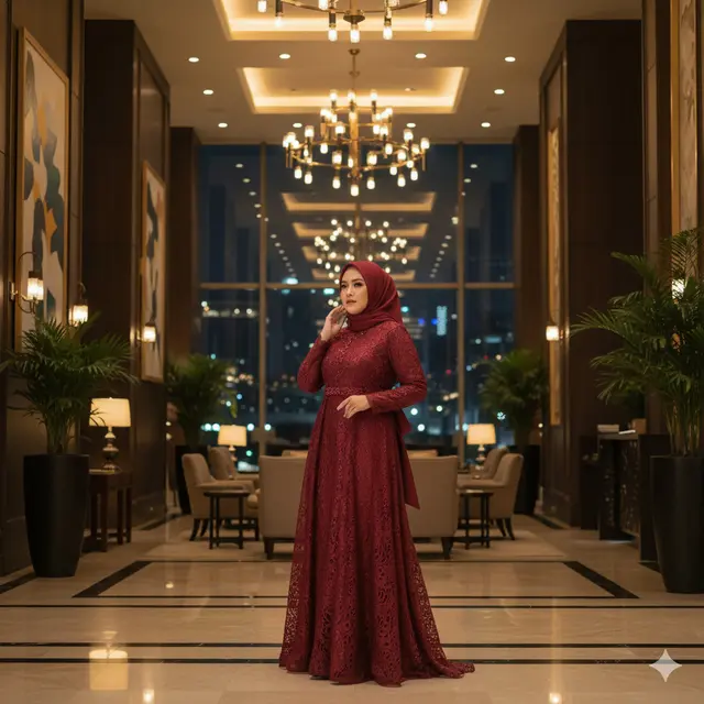 Model Gamis Brokat Modern Big Size