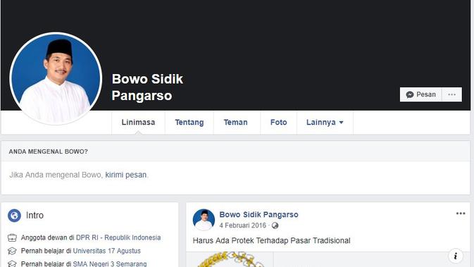 Facebook Bowo Sidik Pangarso  (Sumber: Facebook)