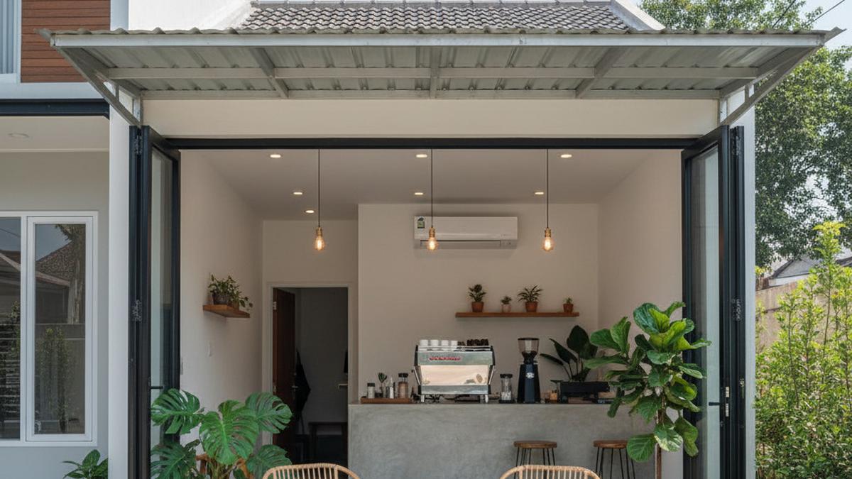 8 Desain Warung Kopi Kekinian di Garasi Rumah, Gaya Industrial Hingga Tropical