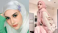 OOTD hijab ala Barbie dengan warna pastel.