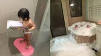 Aksi nyeleneh bocah saat di kamar mandi (Sumber: Instagram/brightside)