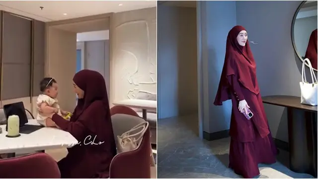 Genap 29 Tahun, Ini 5 Gaya Hijab Simpel Ala Larissa Chou saat Hangout Bareng Anak