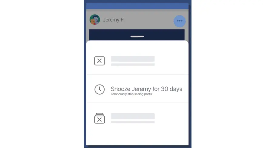 Tombol Snooze di Facebook untuk membungkam unggahan menyebalkan milik teman, page, atau group (Sumber: Tech Crunch)