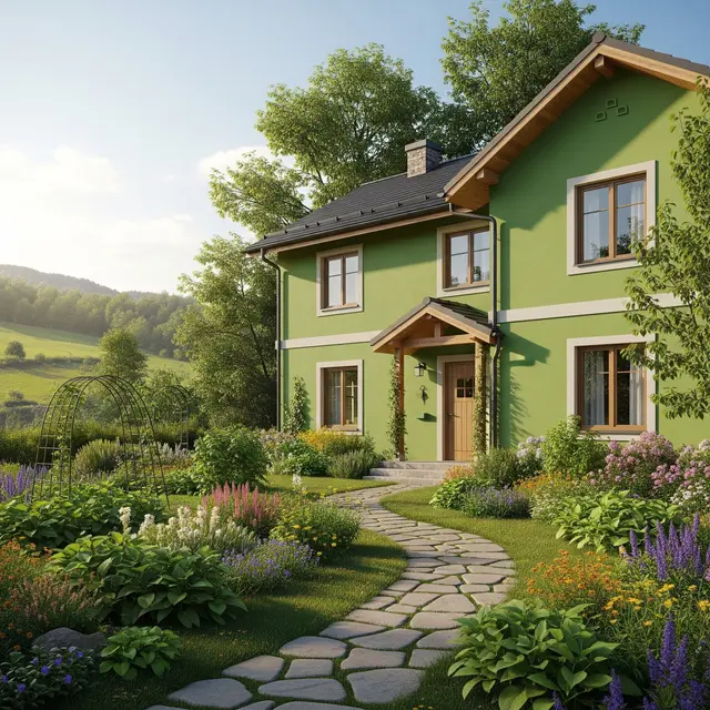 Pilihan Warna Cat Rumah untuk Rumah di Desa Menghadap Timur (Image by Gemini AI)