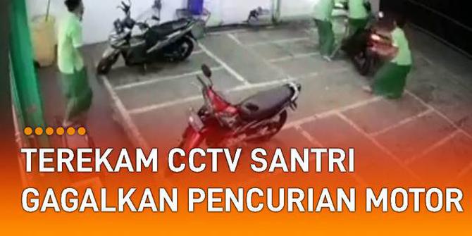VIDEO: Terekam CCTV, Aksi Heroik Santri Gagalkan Pencurian Motor