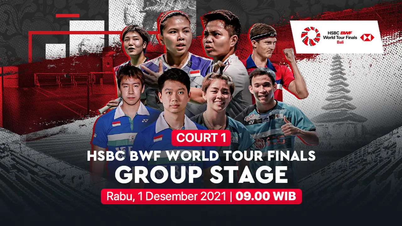 Jadwal pertandingan  HSBC BWF World Tour Finals 2021 Rabu, 1/12/2021
