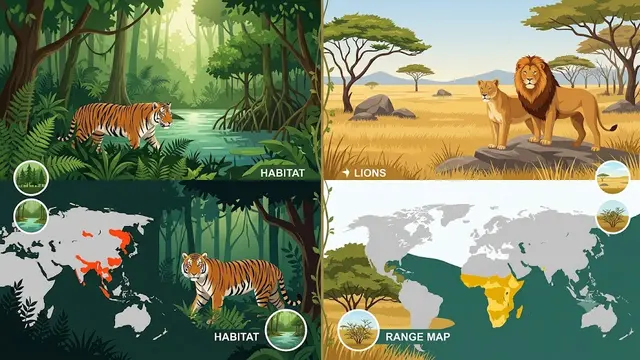 Ilustrasi Singa dan Harimau