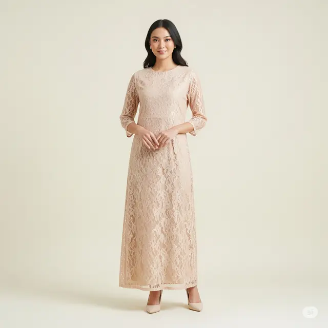 Model Dress Brokat Panjang Non Hijab Terbaik.