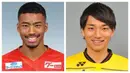 Sedangkan di lini belakang, performa Kennedy Egbus Mikuni (kiri) bersama Nagoya Grampus dan Shinnosuke Nakatani (kanan) bersama Gamba Osaka akan jadi kunci untuk menjaga gawang kedua tim agar tetap suci. (Kolase J.LEAGUE)