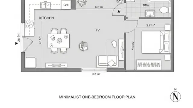 Desain Rumah 1 Kamar 1 Dapur Multifungsi