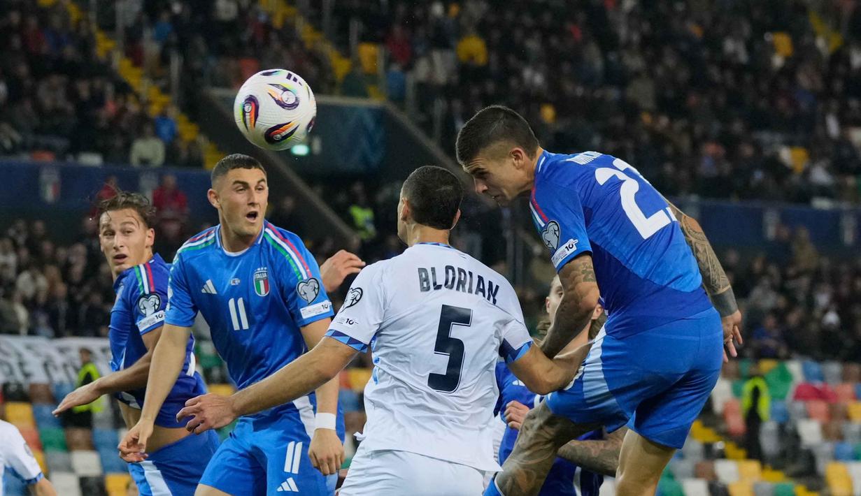 Kemenangan Italia ini sekaligus memupus harapan Israel lolos ke putaran final Piala Dunia 2026. (AP Photo/Luca Bruno)