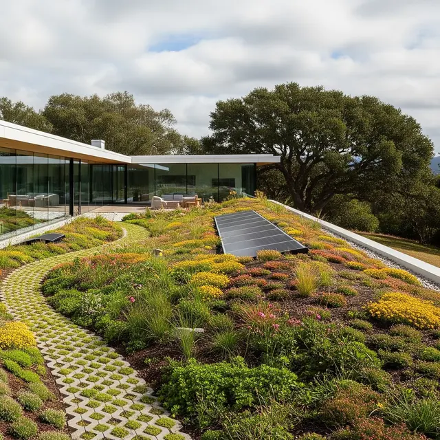 Rumah Ramah Lingkungan dengan Kebun Sayur Rooftop (Gemini AI)