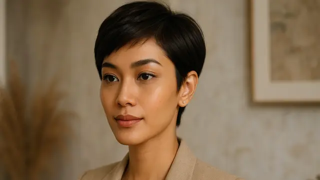 Model Rambut untuk Wajah dengan Dagu Runcing
