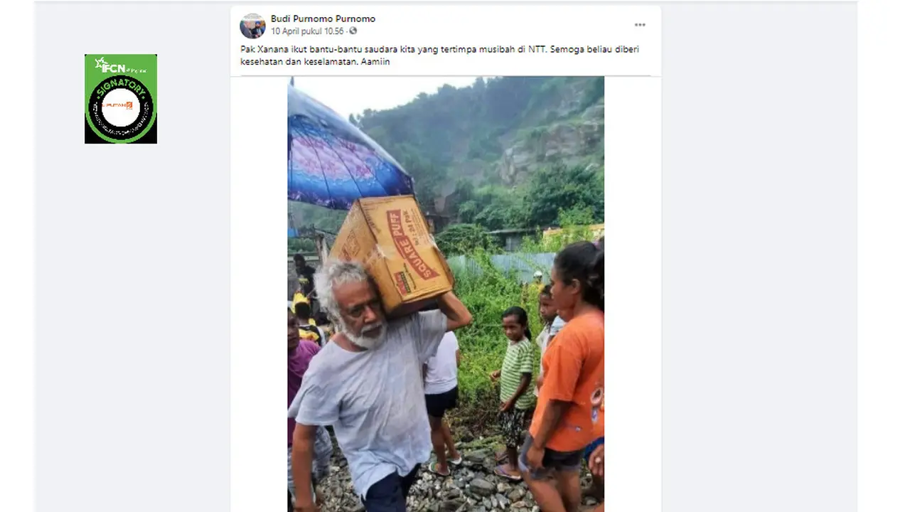 Cek Fakta Liputan6.com menelusuri klaim foto Xanana Gusmao membantu korban bencana NTT