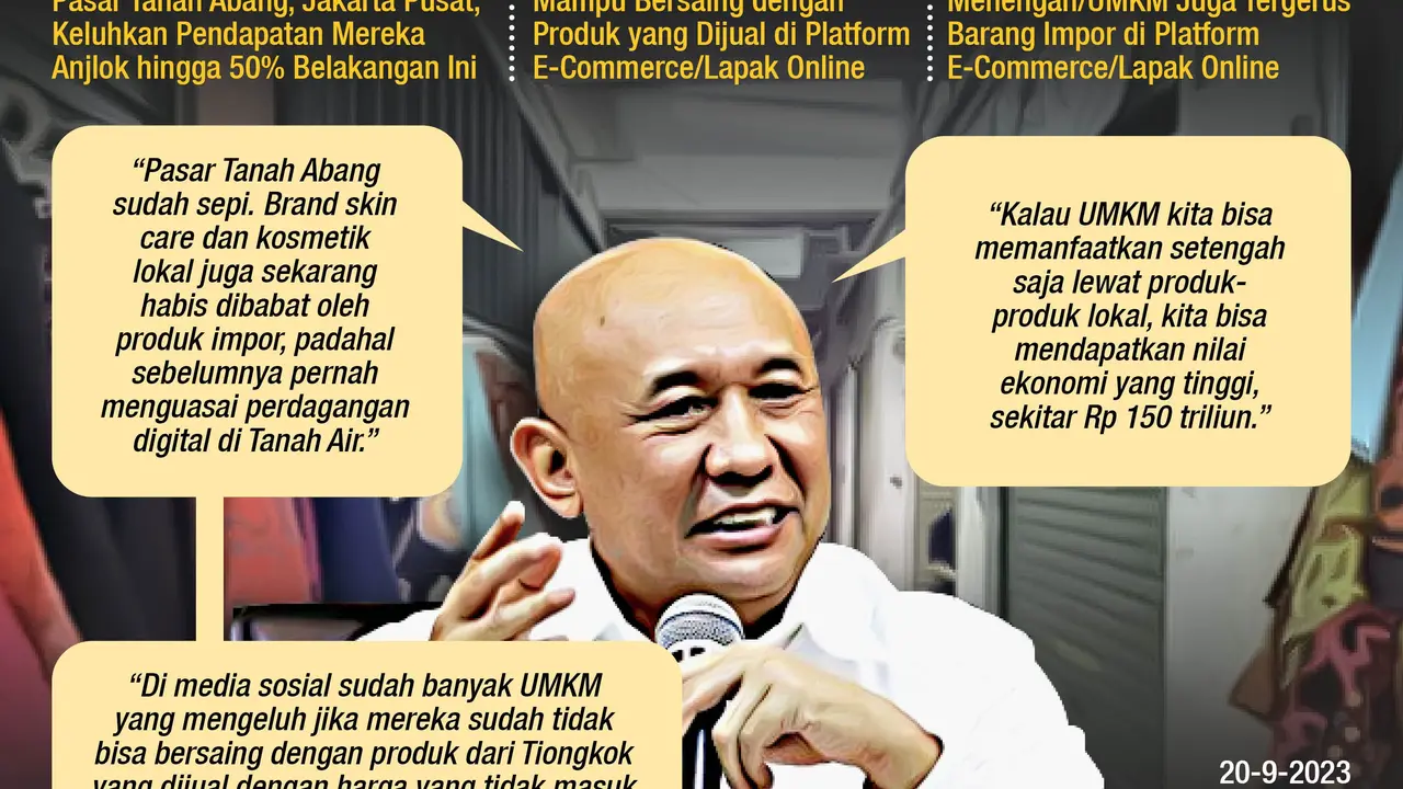 Infografis Pasar Tanah Abang dan Produk UMKM Tergerus Lapak Online. (Liputan6.com/Abdillah)