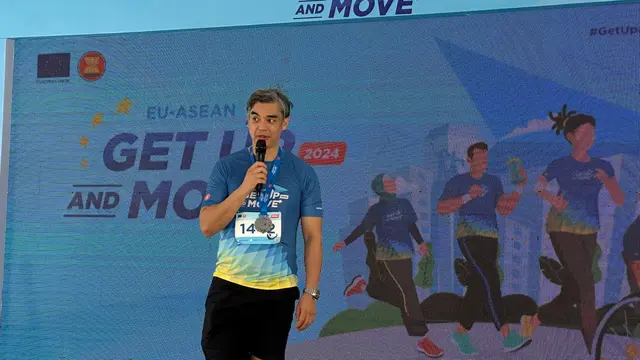 Duta Besar UE untuk ASEAN Sujiro Seam dalam acara Green Diplomacy Weeks 2024 di Jakarta, Minggu (27/10/2024). (Liputan6.com/Benedikta Miranti)