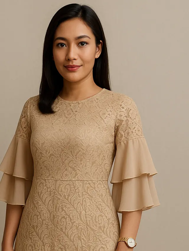 7 Model Batik Lengan Lonceng Dua Tingkat Pastel untuk Kerja, Anggun tapi Tetap Profesional