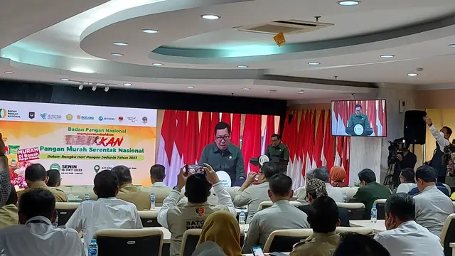 Kepala Badan Pangan Nasional (Bapanas) Arief Prasetyo Adi dalam peluncuran Gerakan Pangan Murah di Kantor Kementerian Pertanian, Jakarta, Senin (16/10/2023). Foto: Liputan6.com/Arief Rahman