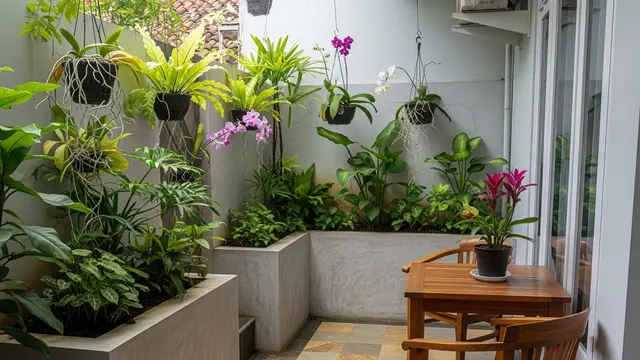 6 Model Teras dengan Pot Tanaman Permanen dari Cor Beton, Rumah Tampak Lebih Asri