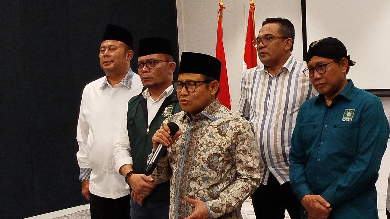 Ketua Umum Partai Kebangkitan Bangsa (PKB) Muhaimin Iskandar atau Cak Imin di acara "Ta'aruf Politik" Calon Kepala Daerah di Hotel Mercure Jakarta, Rabu (1/5/2024) (Liputan6/com/Ady Anugrahadi)