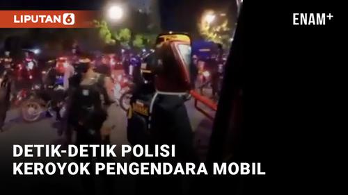 VIDEO: Anarkis! Sekelompok Polisi Keroyok Pengendara Mobil