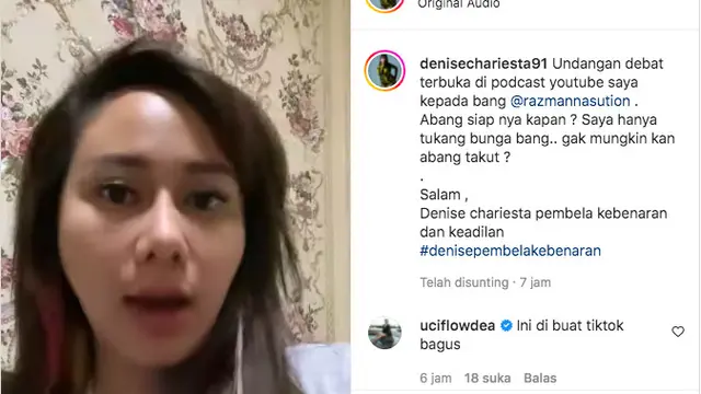 Denise Chariesta Tantang Razman Arif Nasution untuk Debat Terbuka: Saya Cuman Tukang Bunga, Masak Gak Berani?