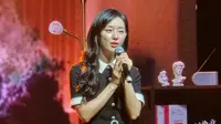 Kim Ji Won di acara fanmeeting di Jakarta, Sabtu (31/8/2024). [Foto: Mita Anndayu/KapanLagi]