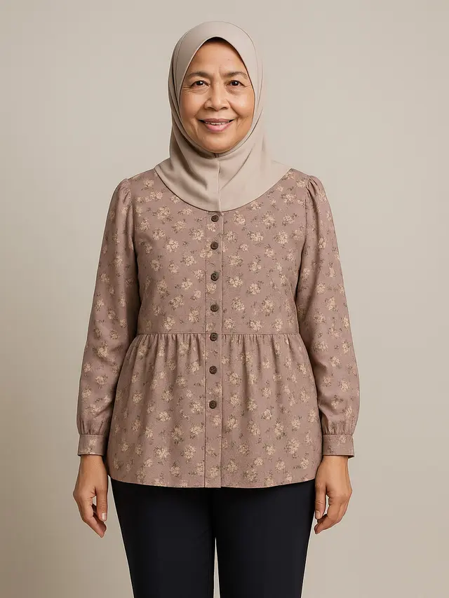 7 Model Tunik Peplum untuk Ibu-ibu Usia 50 Tahun