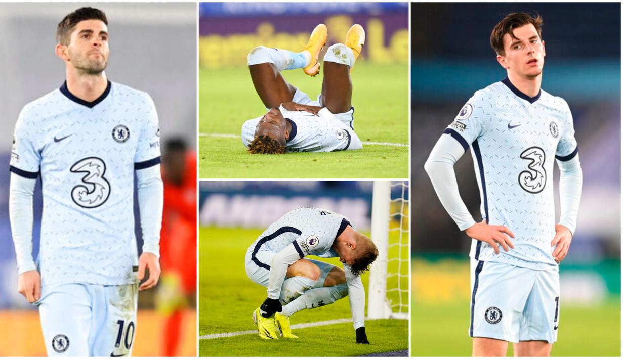 Para pemain Chelsea tak mampu menutupi kekecewaan usai ditaklukkan Leicester City dua gol tanpa balas pada laga Liga Inggris. Berikut ragam reaksi penggawa The Blues.