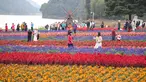 Sejumlah wisatawan menikmati suasana di antara bunga-bunga di Taman Hutan Nasional Shimen, Guangzhou, Provinsi Guangdong, China, 26 Desember 2020. (Xinhua/Deng Hua)