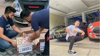 Potret Lim Wafa bagikan paket sembako berisi uang tunai. (Sumber: Instagram/tomliwafa).