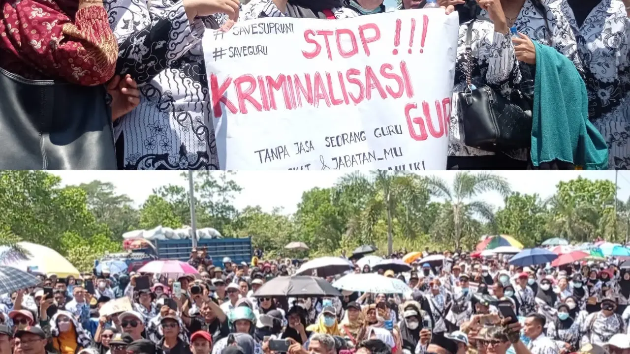 Sidang Supriyani guru honorer di Konawe Selatan dihadiri ribuan guru se Sulawesi Tenggarax Kamis (24/10/2024).
