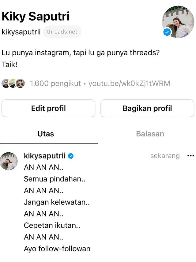 6 Unggahan Pertama Artis di Threads Ini Kocak, Ada Dinda Hauw dan Rey Mbayang