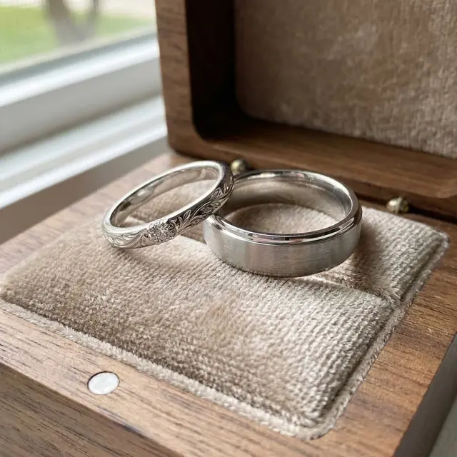 Ilustrasi Model Cincin Nikah Silver Pria dan Wanita
