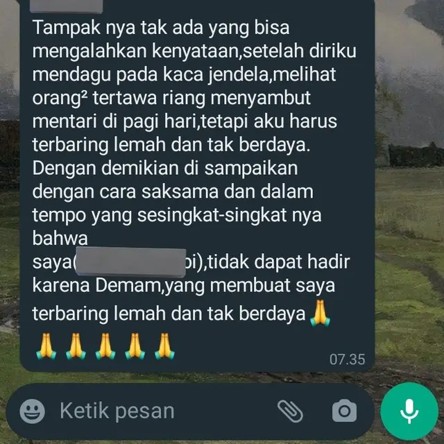 6 Potret Surat Izin Enggak Masuk Sekolah Ini Puitis Banget, Tertarik Meniru?
