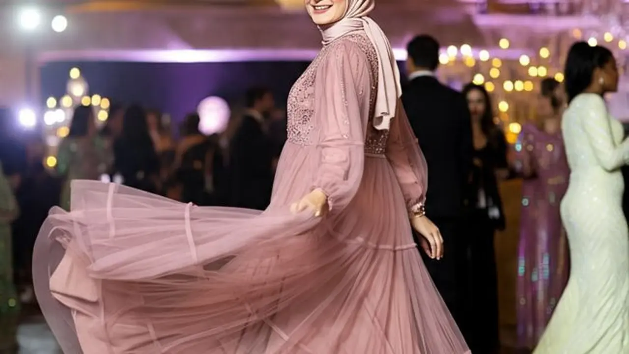 Ilustrasi Model Gamis Kombinasi Kekinian (Sumber Gambar: Meta AI)