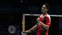 Tunggal putra Indonesia Jonatan Christie lolos ke semifinal Malaysia Open Super Series Premier 2016 setelah mengalahkan Rajiv Ouseph dari Inggris, Jumat (8/4/2016). (Liputan6.com/Humas PP PBSI)