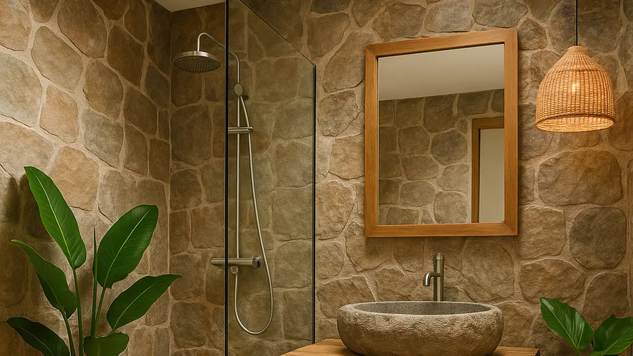 Inspirasi Kamar Mandi Lantai Batu Alam