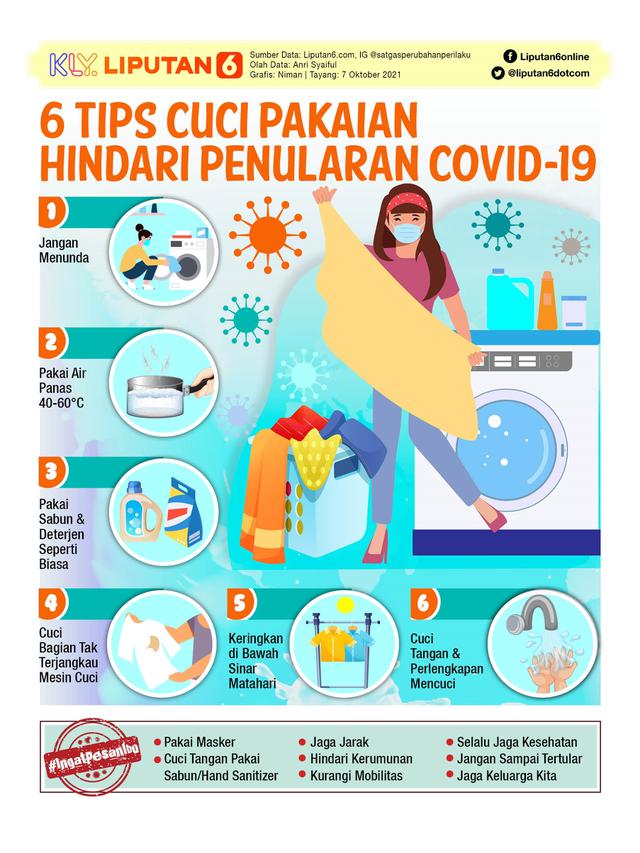 Infografis 6 Tips Cuci Pakaian Hindari Penularan Covid-19. (Liputan6.com/Niman)