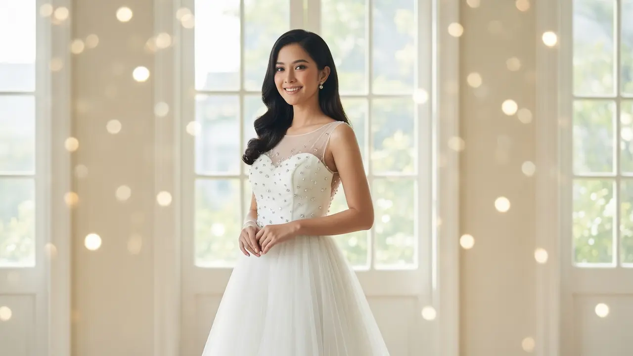 9 Model Long Dress Bahan Tulle dengan Potongan Princess Ball Gown, Tampil Memukau