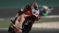 Andi Gilang saat tampil pada lomba putaran perdana Moto2 2020 di Sirkuit Losail, Qatar. (Twitter/Honda Team Asia)