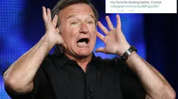 Pada 21 Juli 2014 yang merupakan hari ulang tahun Robin Williams, ia menuliskan tweet ucapan untuk dirinya sendiri di twitter beserta sebuah foto. (REUTERS/Mario Anzuoni/Files)
