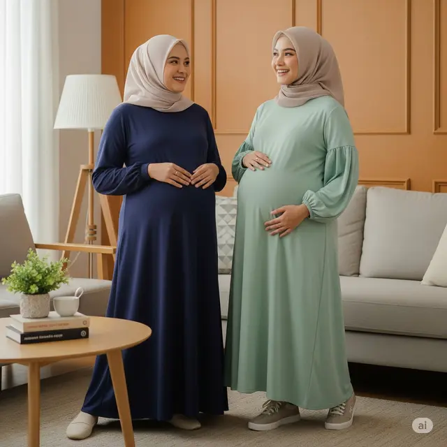 Model Gamis untuk Perut Besar. Foto: Gemini