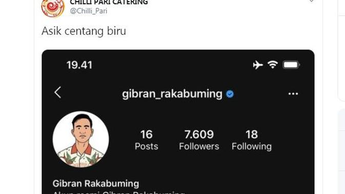 Gibran Rakabuming Raka memamerkan kegembiraan di Twitter. (Twitter @Chilli_Pari)